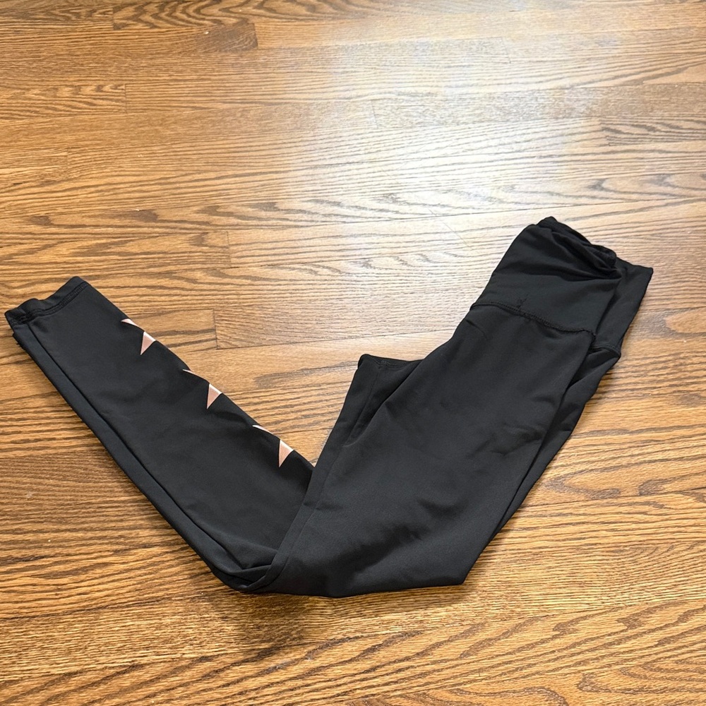 Strut This Black Leggings with Pink Accents One Size